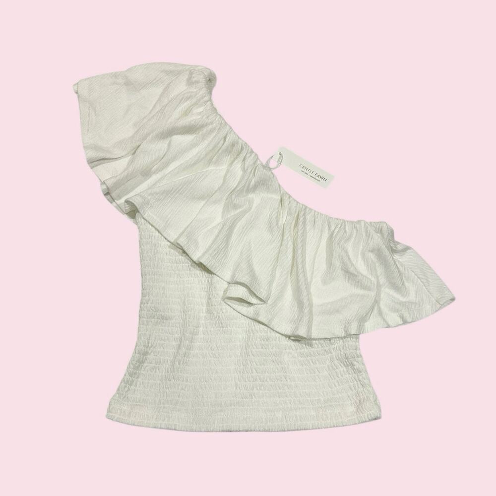 NWT $78 Gentle Fawn One Shoulder Ruffle Ribbed 'Margot' Top